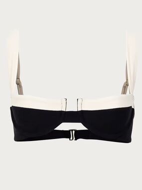 NWT SAME LA Underwire Top Faux Suede Black/Cream - L